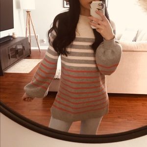 LOFT Ballon Sleeve Striped Sweater (M)
